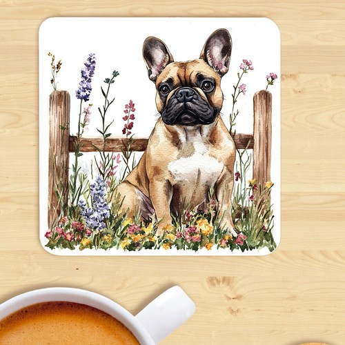 French bulldog dog coaster - french,
