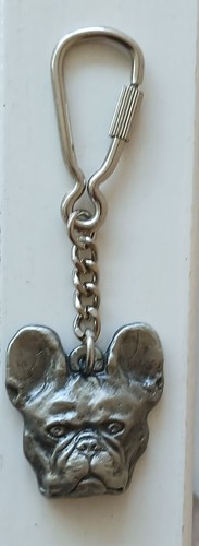 French bulldog metal keyring - french,