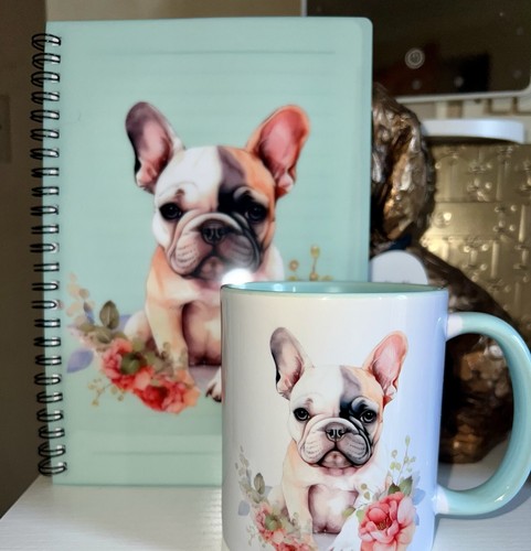 French bulldog mug and note - french,
